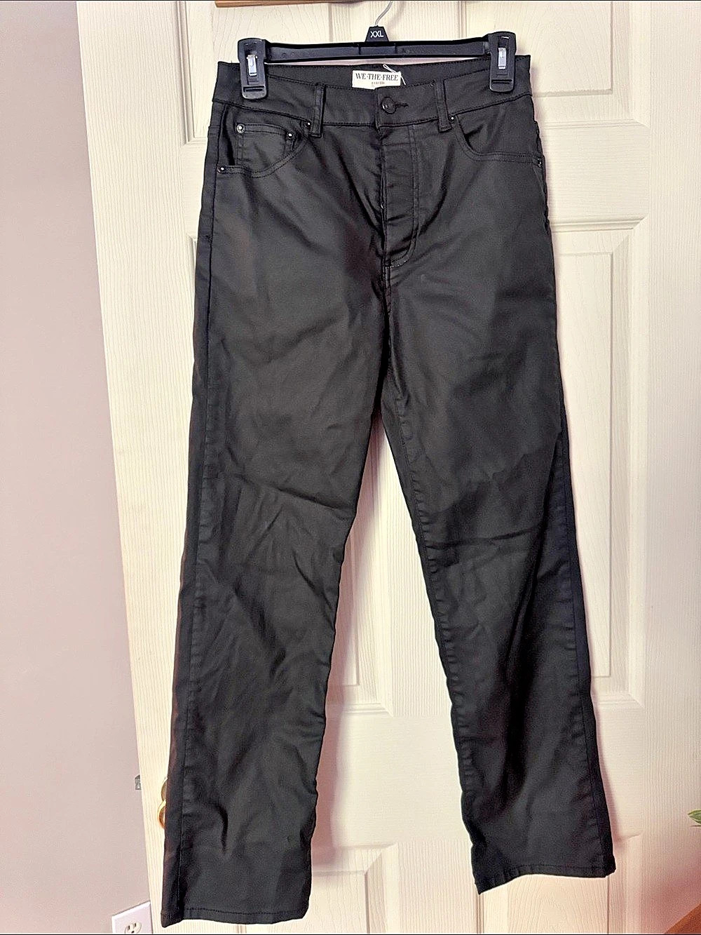 Free People Pacifica Coated Straight Leg Jeans Black Like New